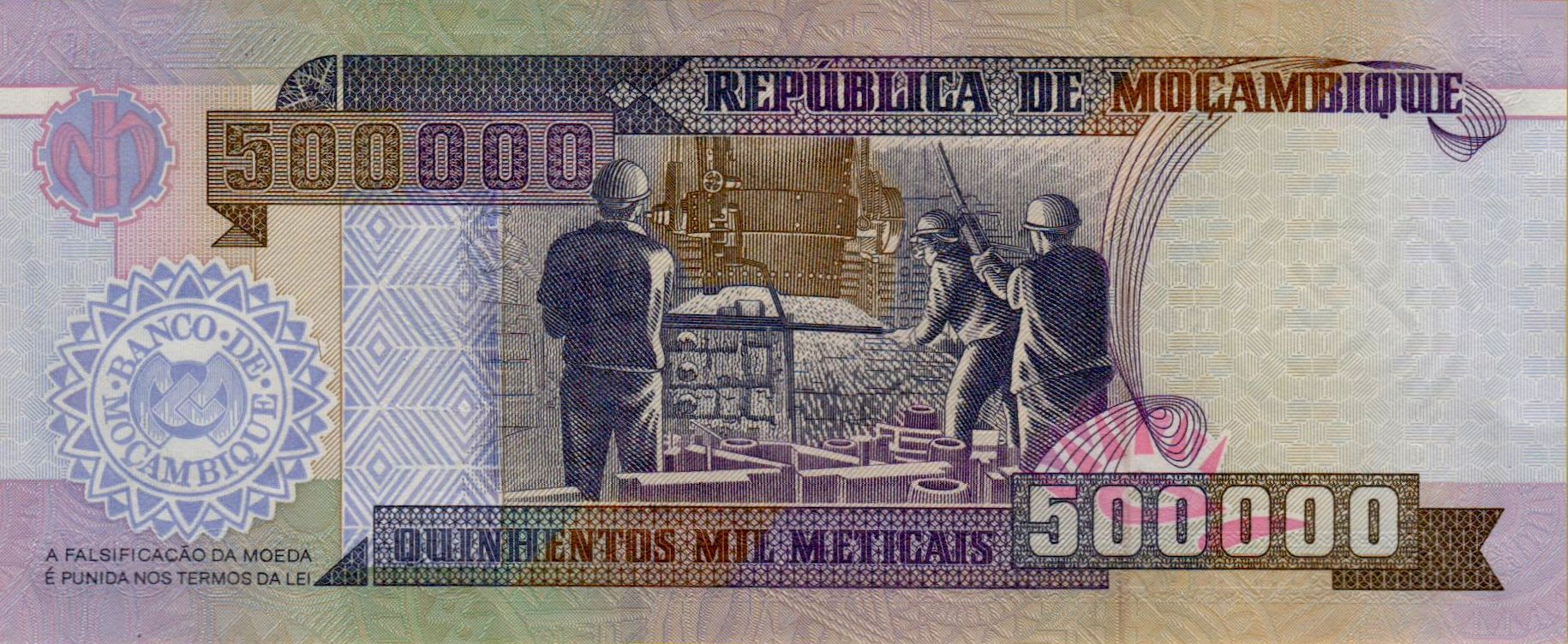 Mozambique 500000 1991 UNC P-142